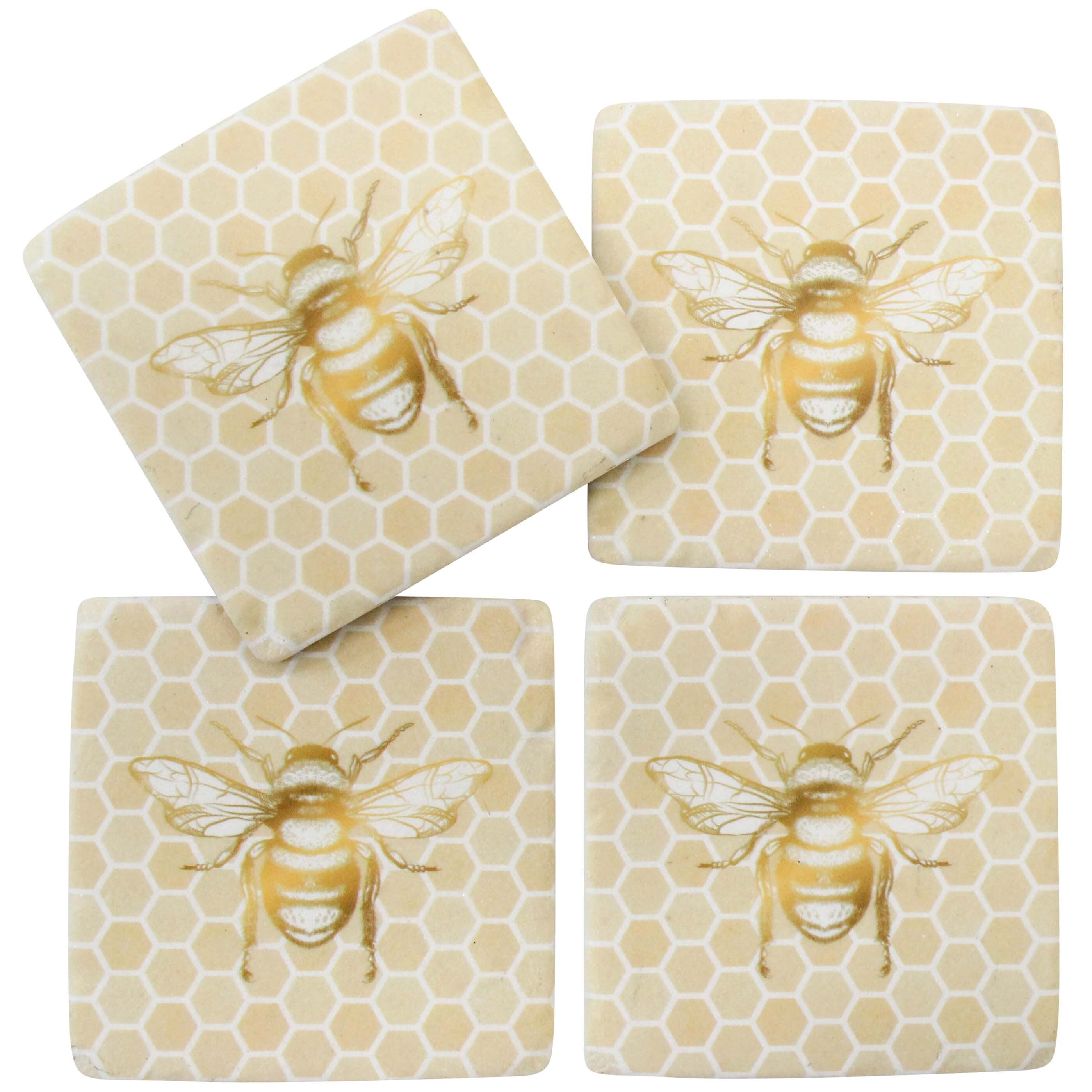 Ceramic Coasters - Bee Honeycomb