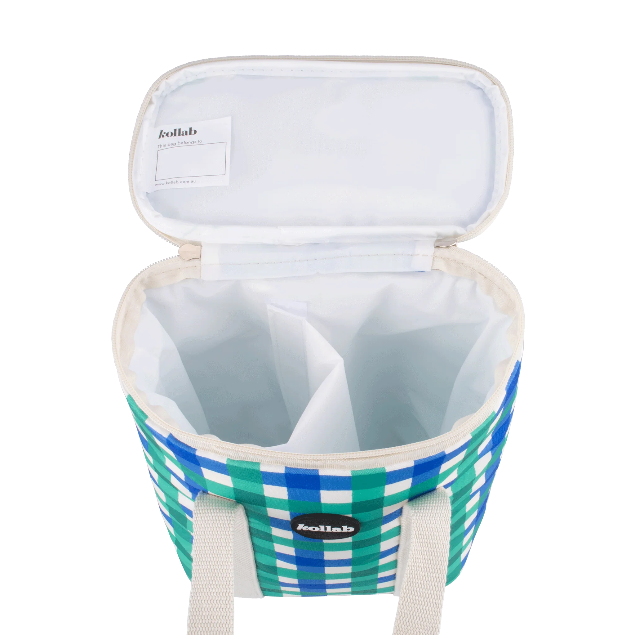 Wine Cooler Bag - Green Blue Check
