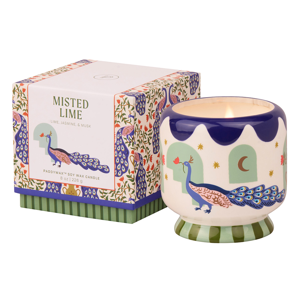 A Dopo Peacock Ceramic Candle - Lime
