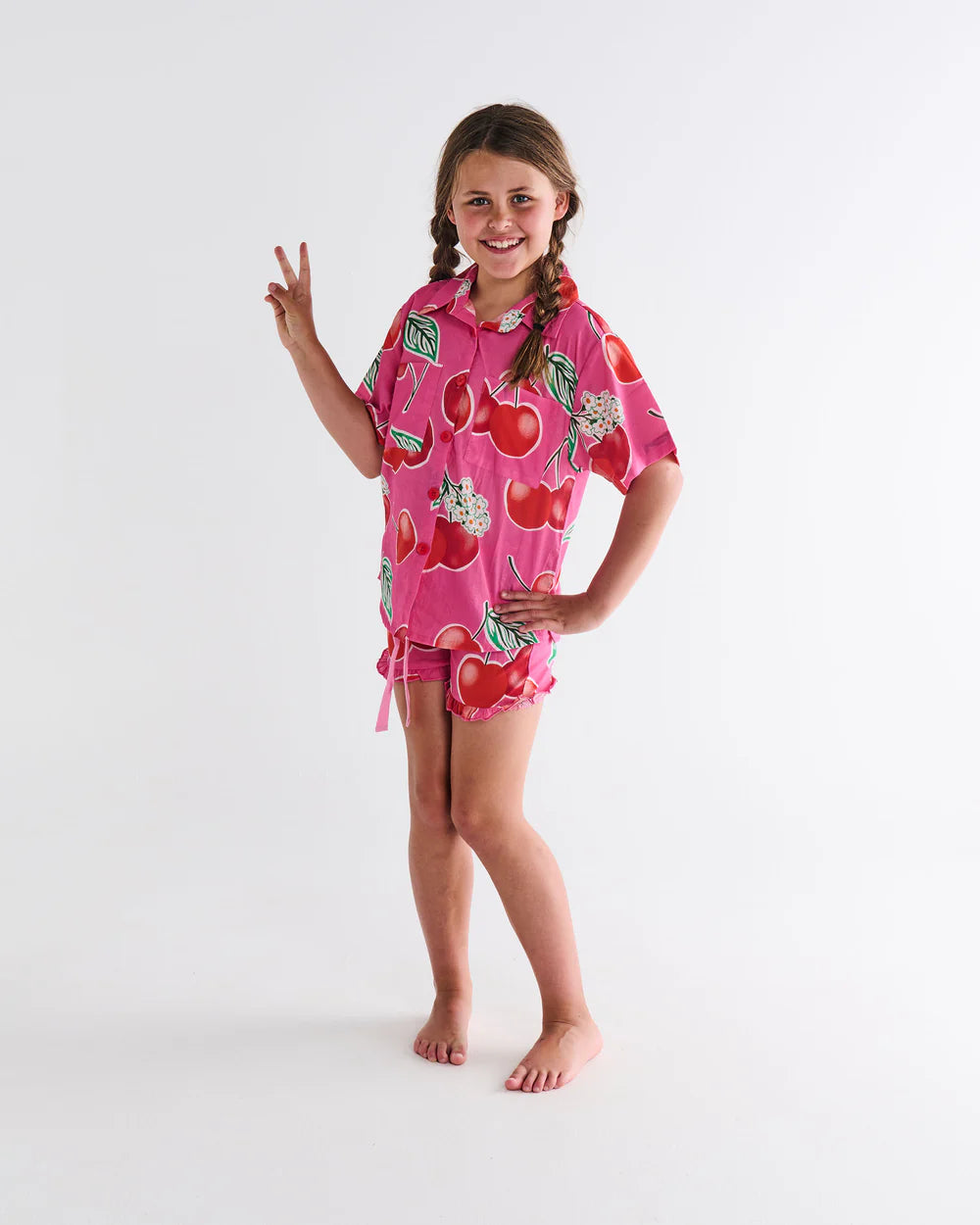 Kids Pyjama Shirt & Short - Cherry Blossom