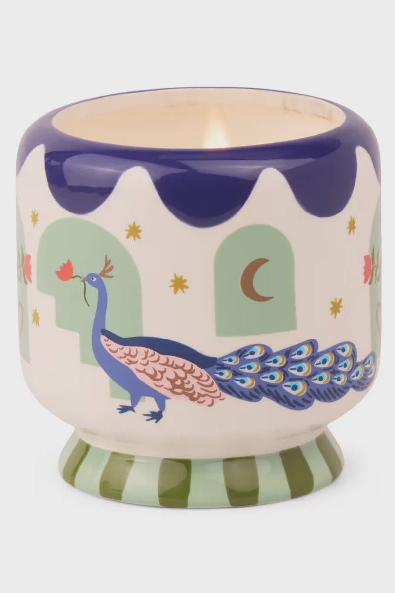 A Dopo Peacock Ceramic Candle - Lime