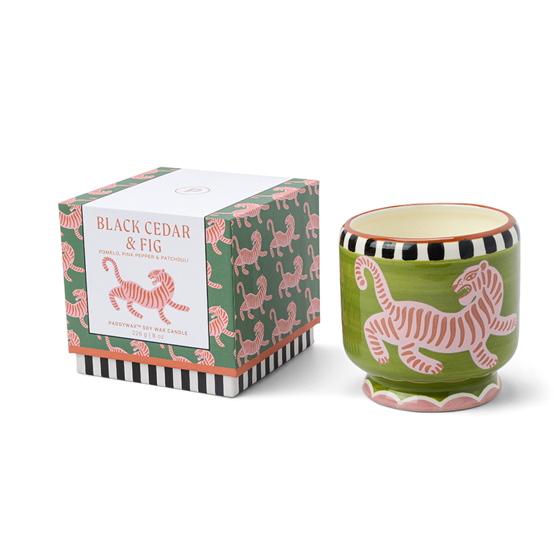 A Dopo Tiger Ceramic Candle - Black Cedar
