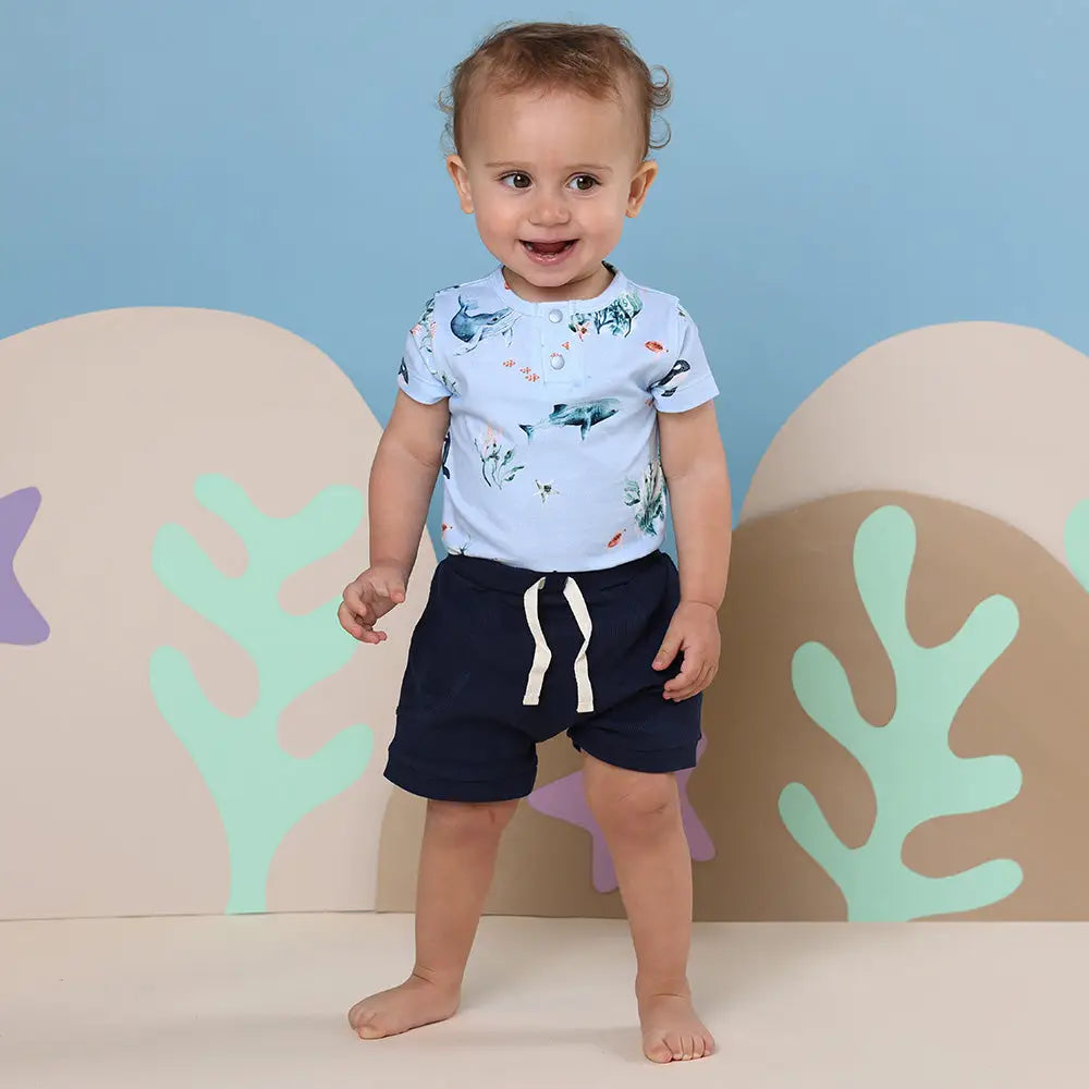Short Sleeve Bodysuit -Blue Ocean