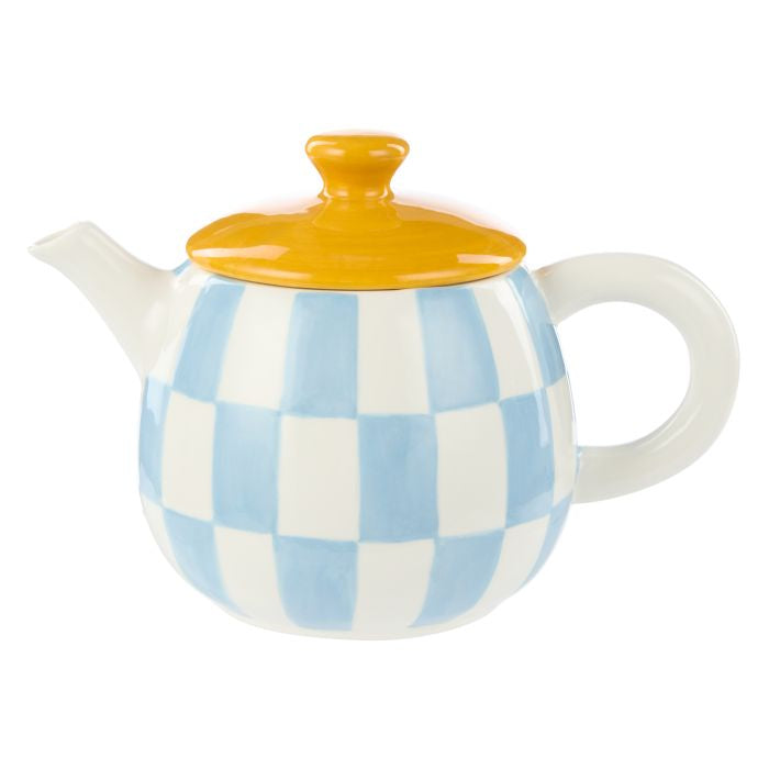 Tea Pot - Blue & Yellow Check