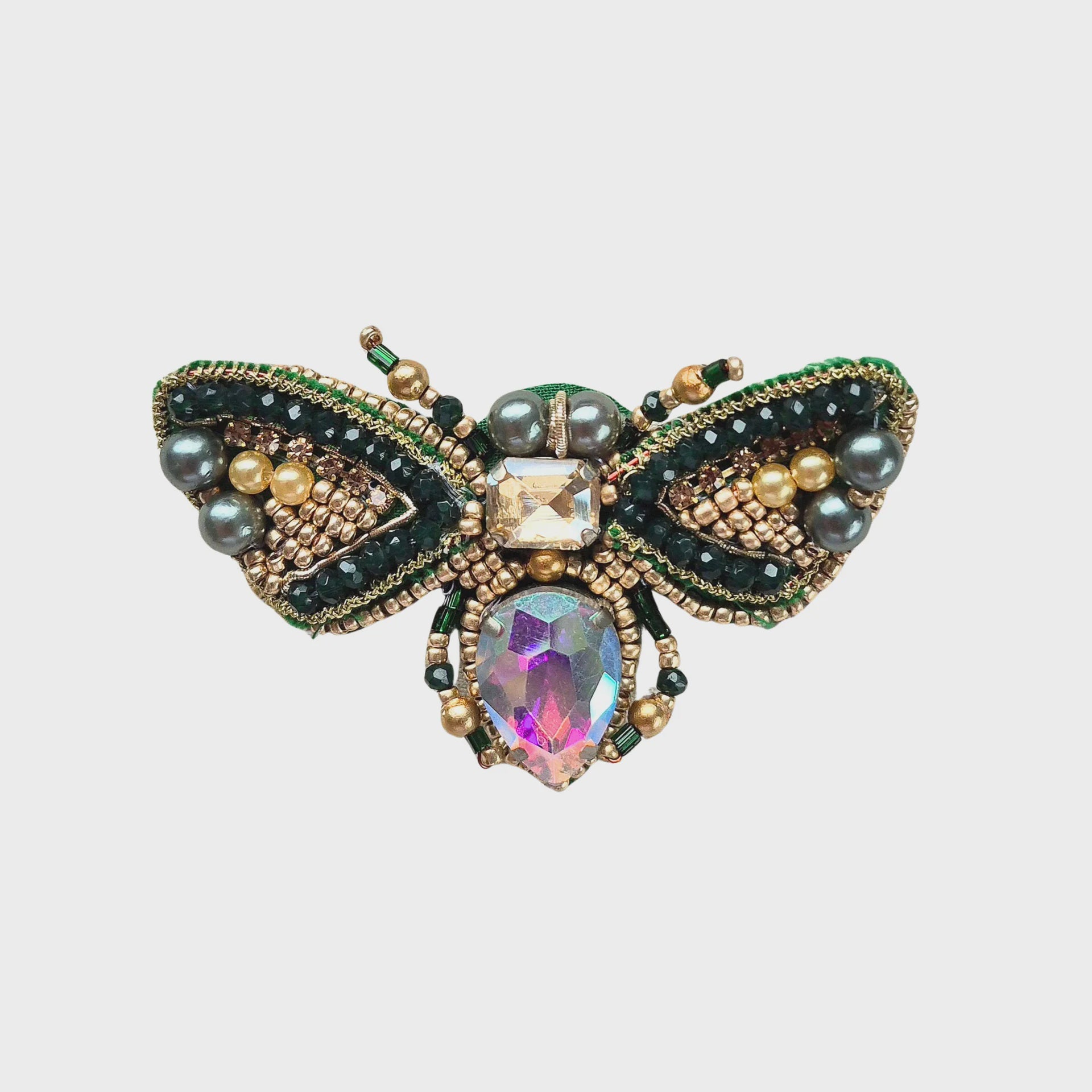 Beaded Brooch - Moth