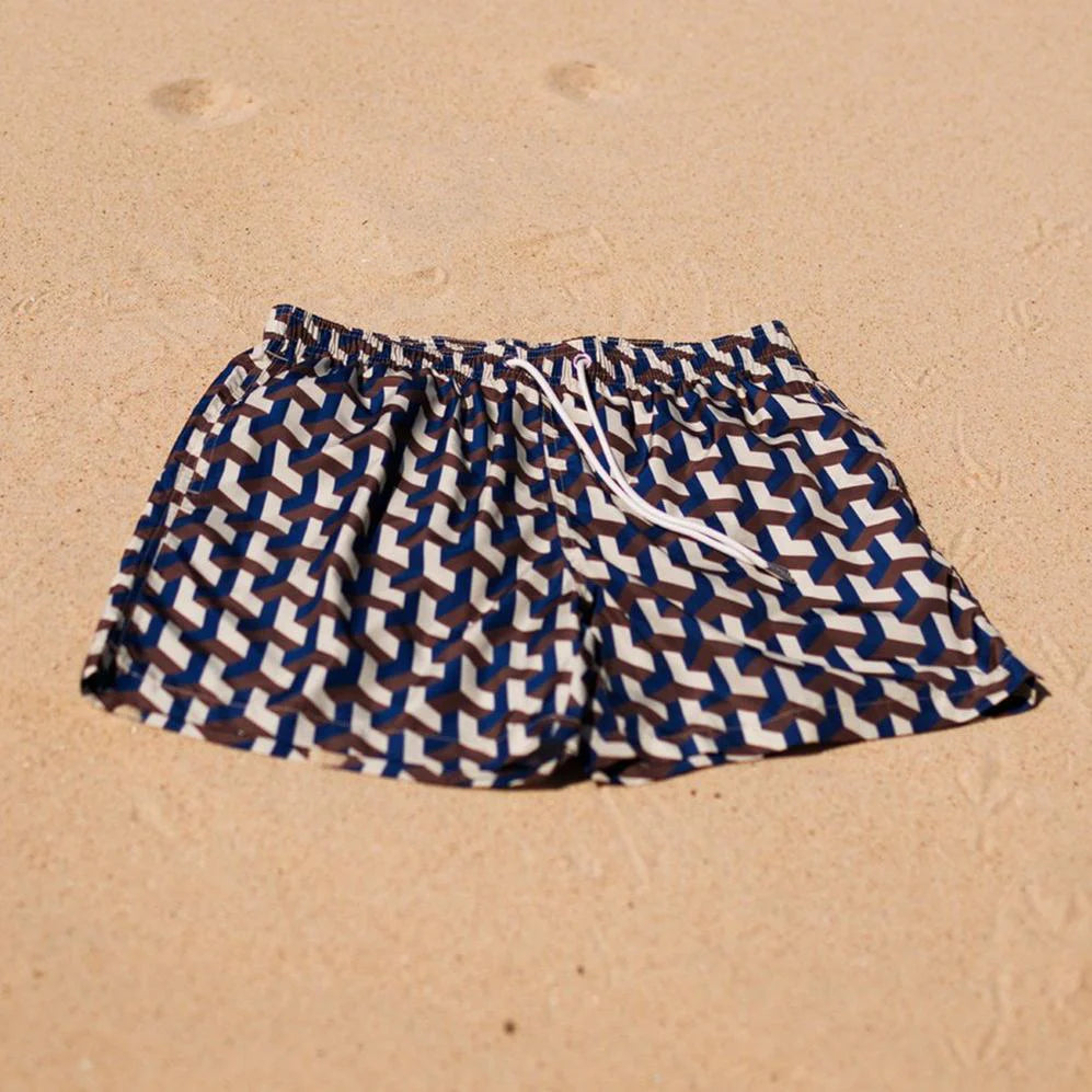 Mens Swim Shorts - Cobalt Geo