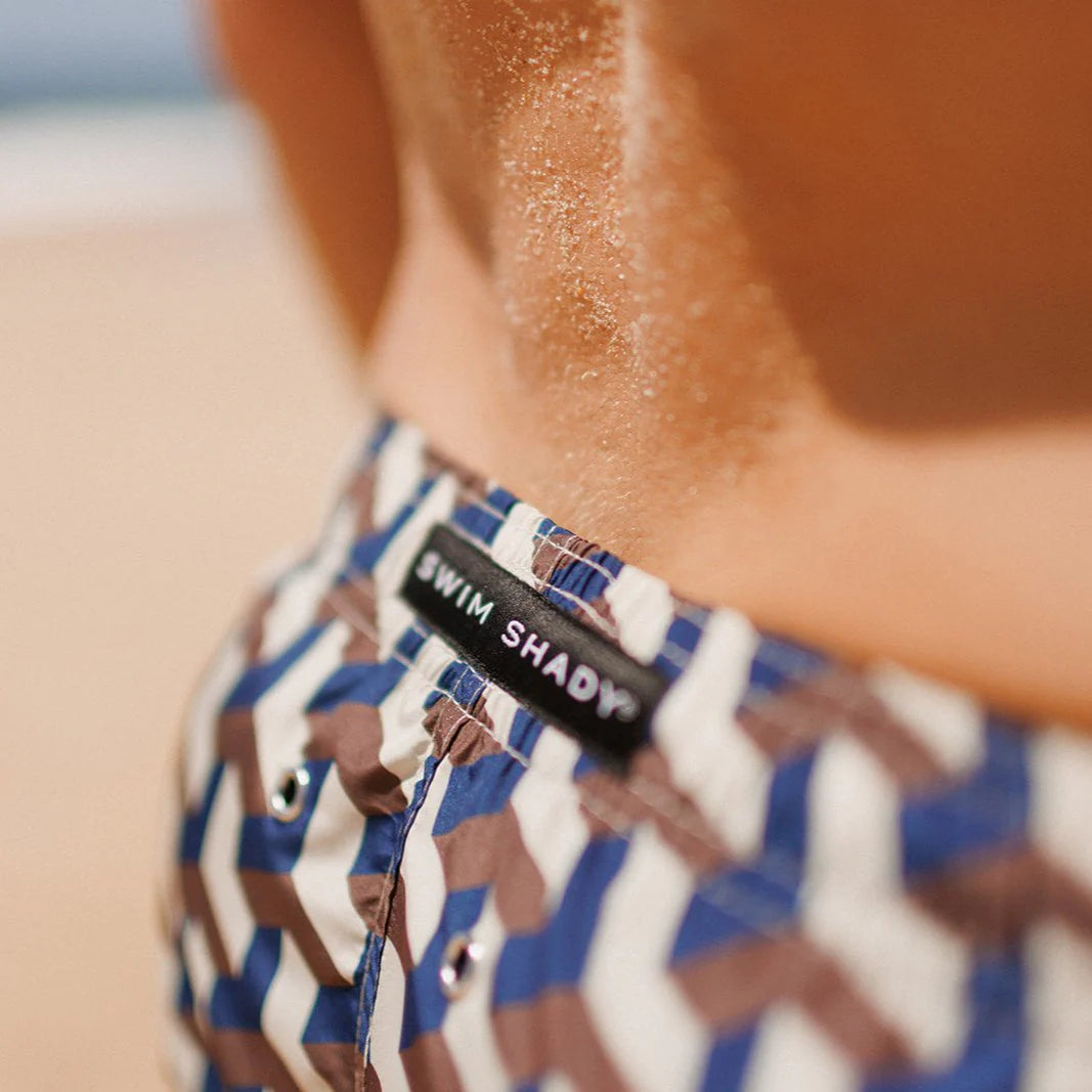 Mens Swim Shorts - Cobalt Geo