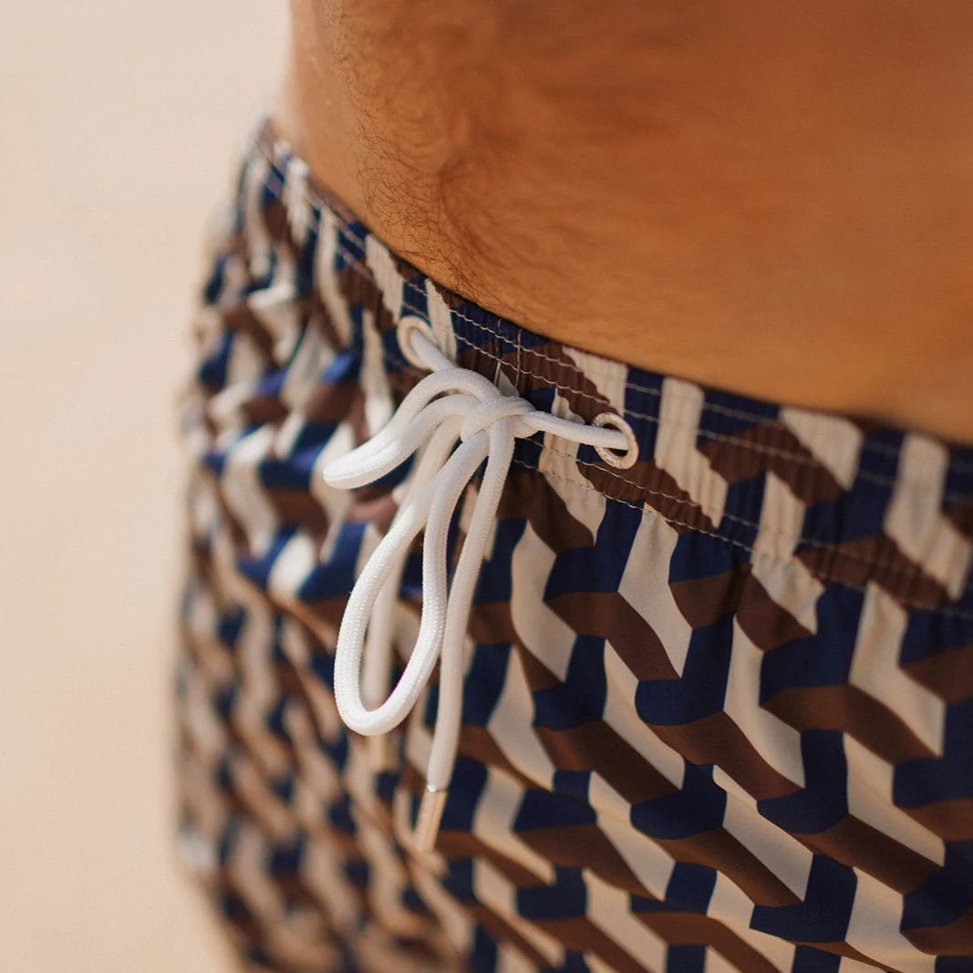 Mens Swim Shorts - Cobalt Geo