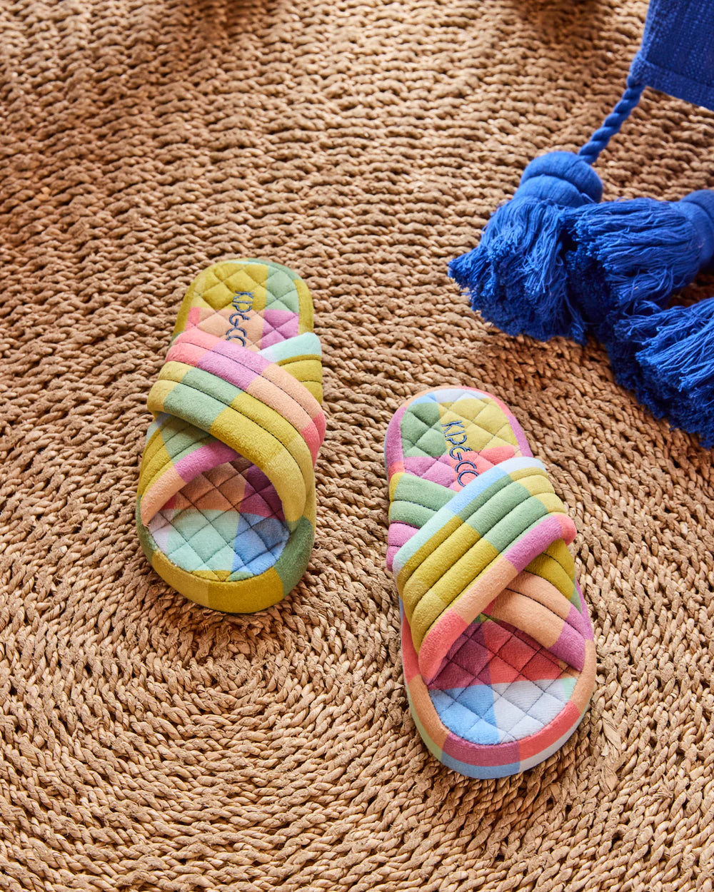 Quilted Velvet Slippers - Florida Tartan