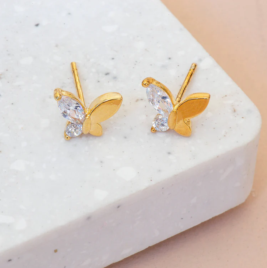 Earring - Diamante Half Butterfly (Gold)