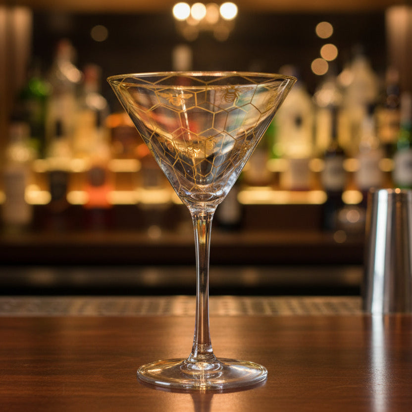 Cocktail Glasses - Bee Honeycomb S/2