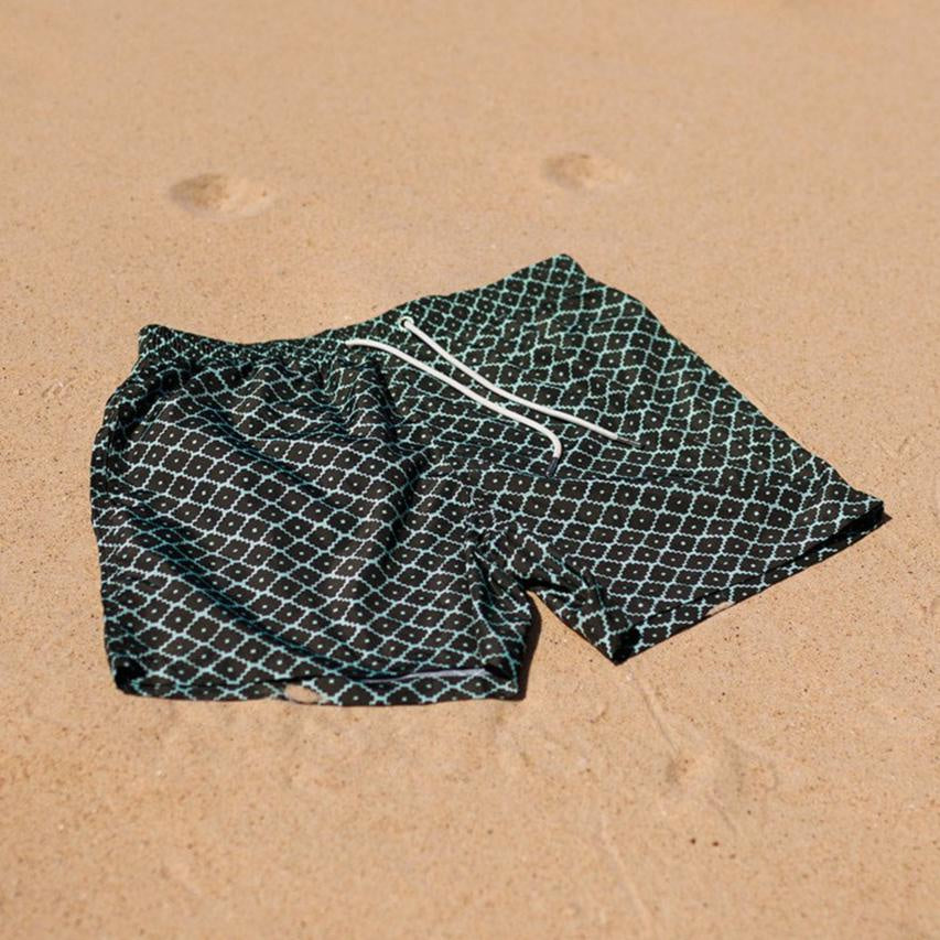 Mens Swim Shorts - Evergreen Diamond