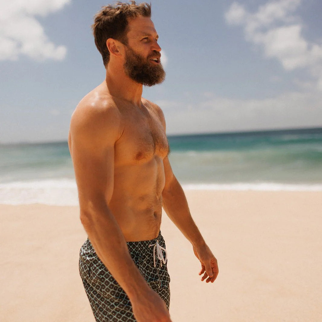 Mens Swim Shorts - Evergreen Diamond