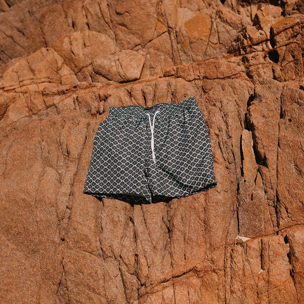 Mens Swim Shorts - Evergreen Diamond
