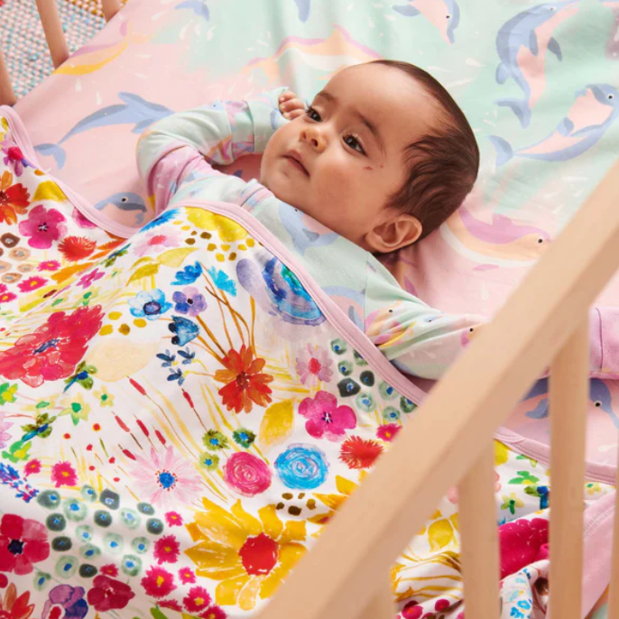 Organic Cotton Stroller Blanket - Field of Dreams In Colour