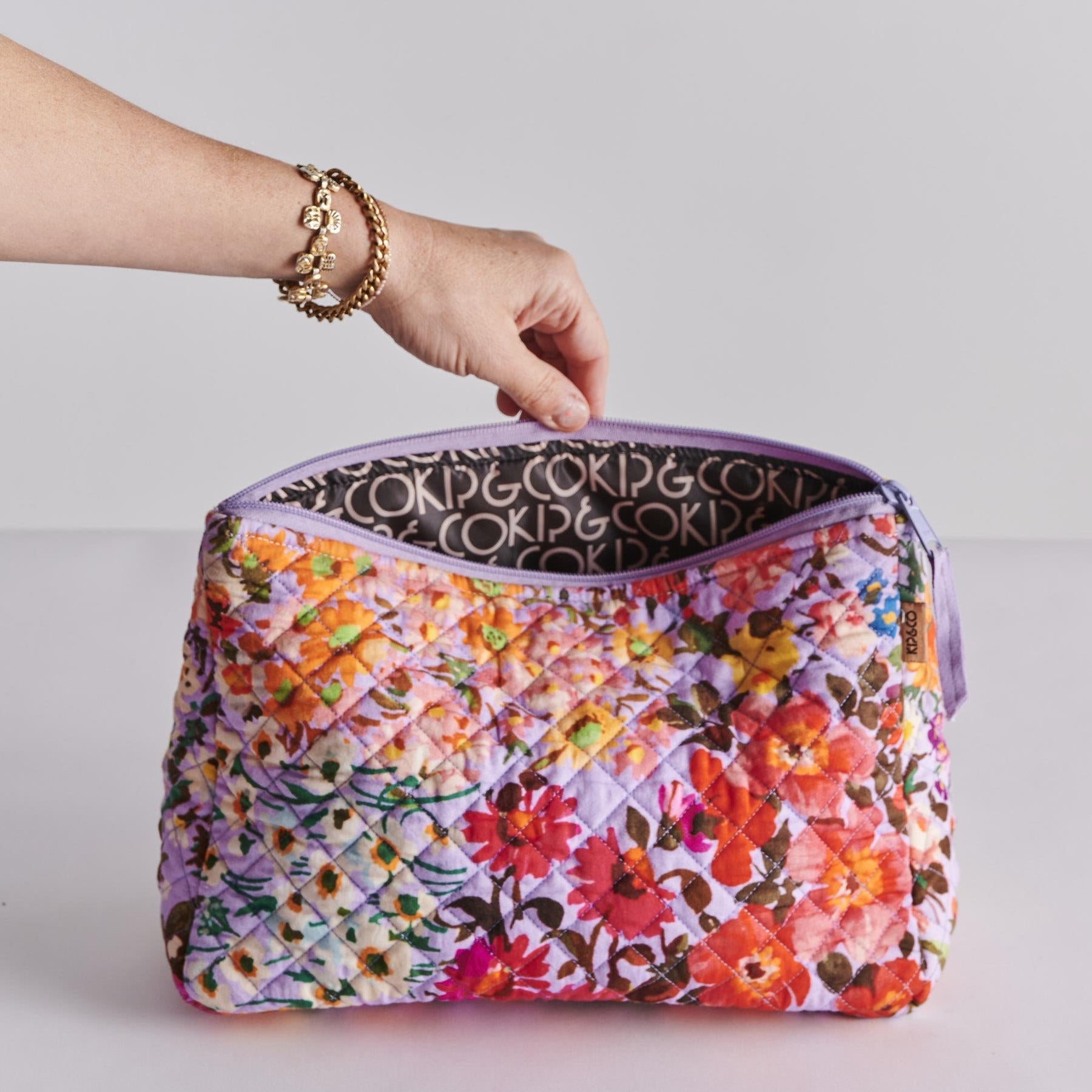 Quilted Toiletry Purse - Forever Floral Lilac