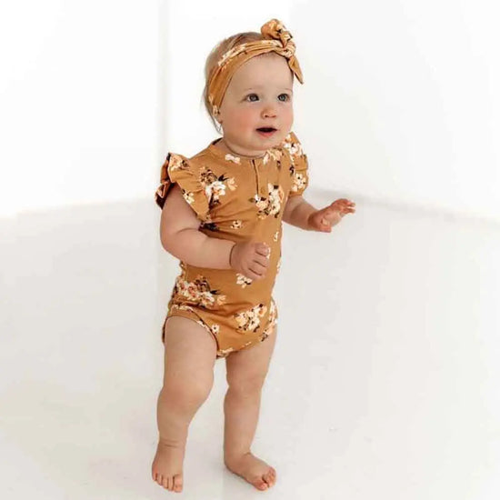 Short Sleeve Bodysuit - Golden Flower