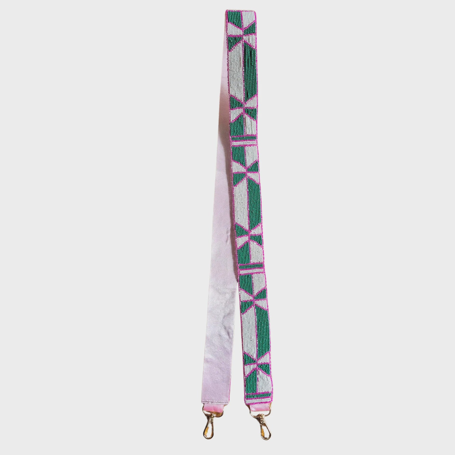 Beaded Bag Strap - Green & White