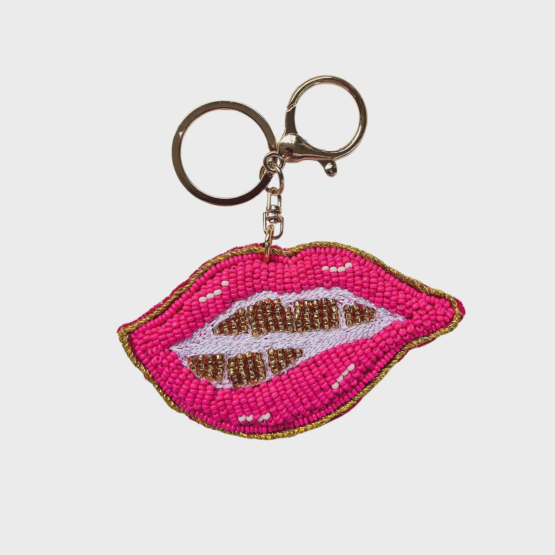 Beaded Key Chain - Red Lips