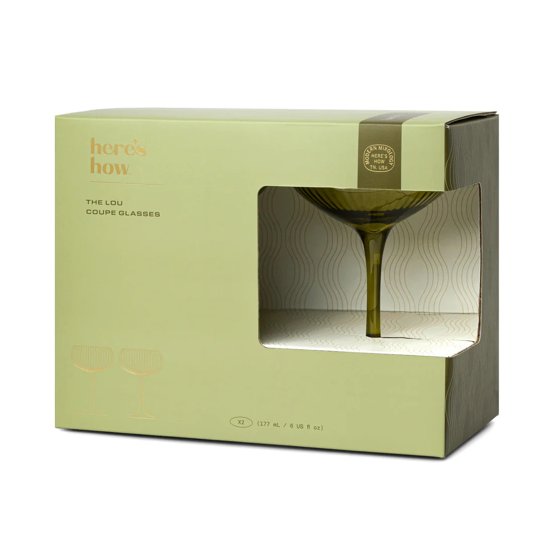 The Lou Coupe Glass - Olive (Set of 2)