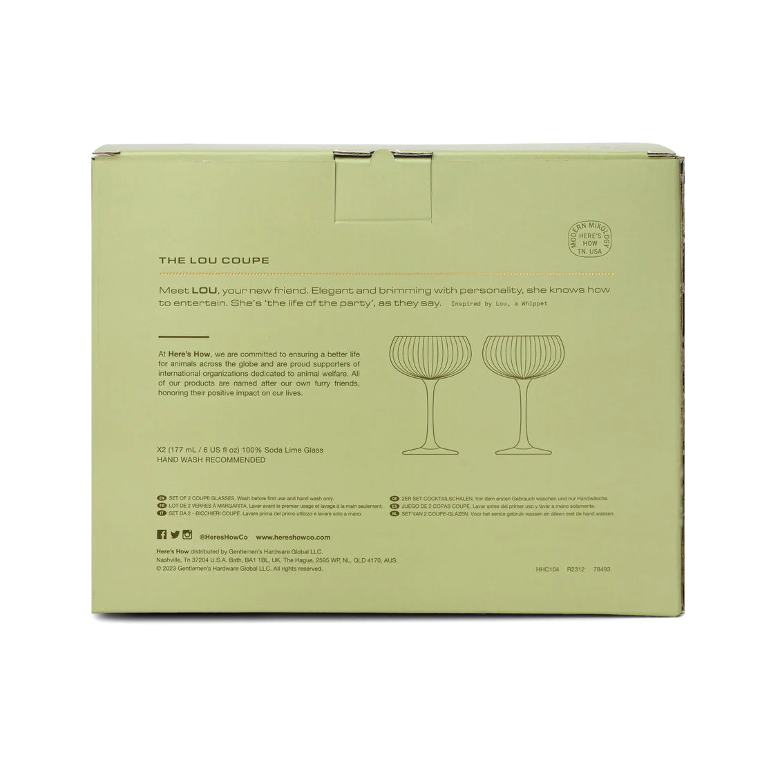 The Lou Coupe Glass - Olive (Set of 2)