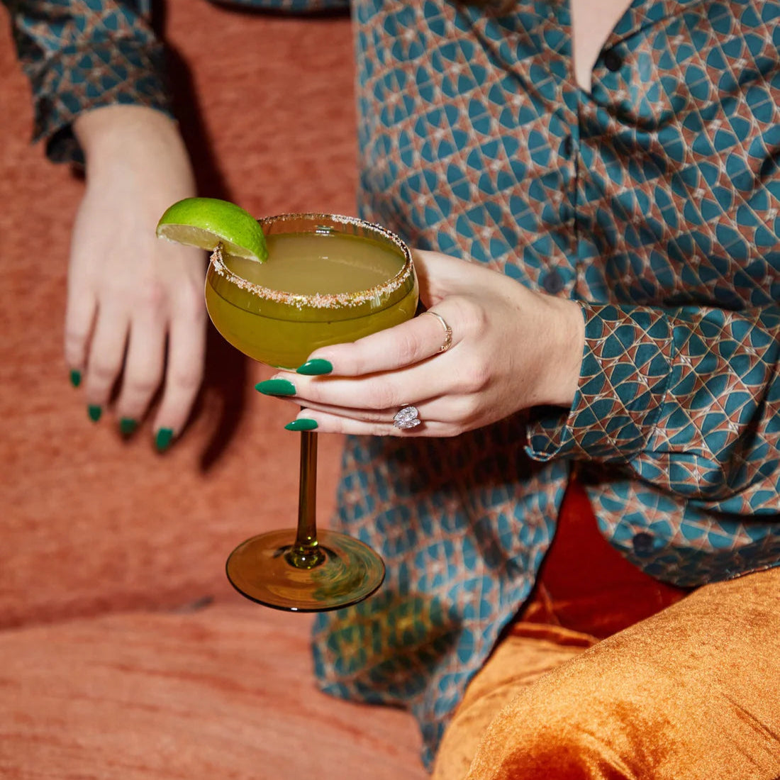 The Lou Coupe Glass - Olive (Set of 2)