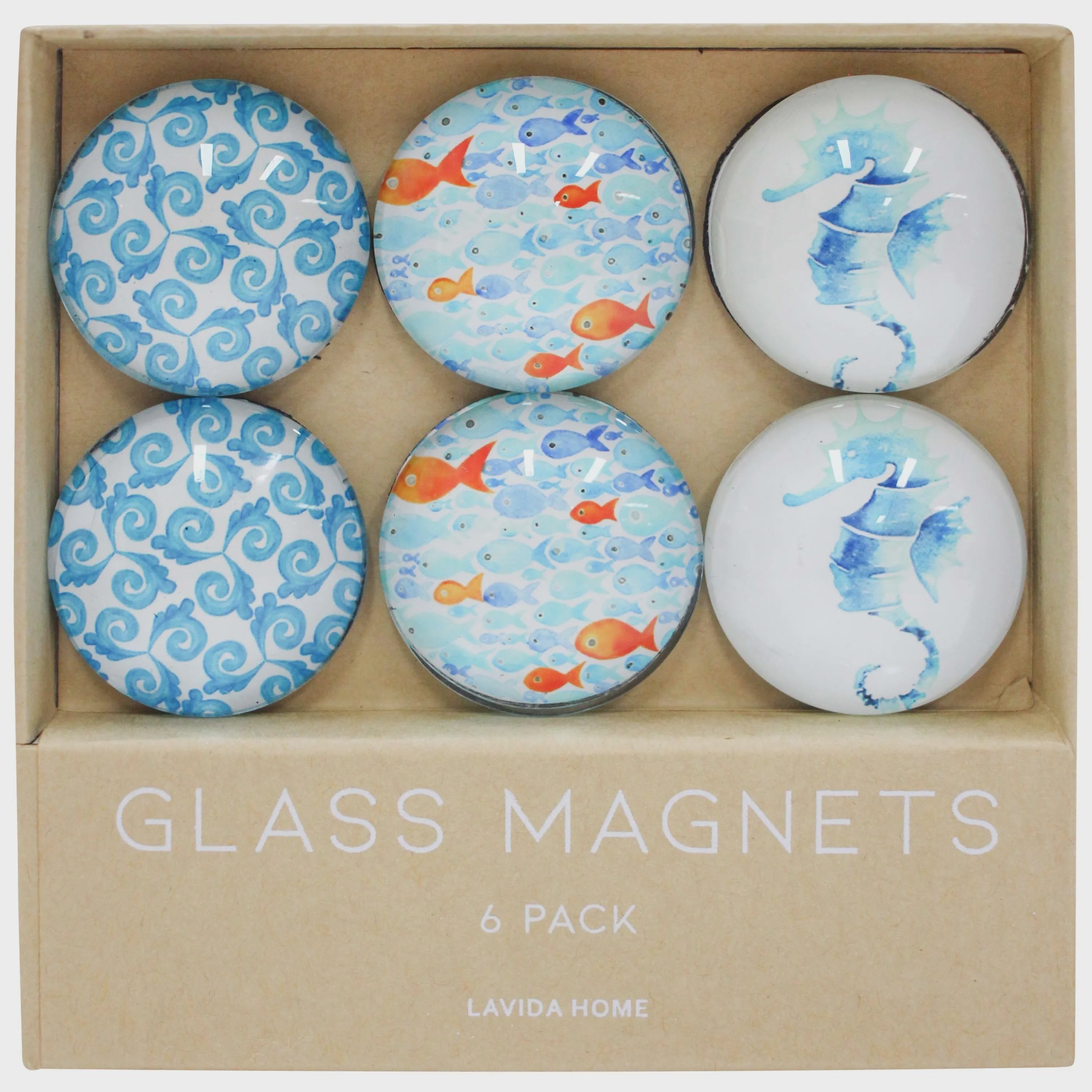 Glass Magnets - Seahorse (set of 6)