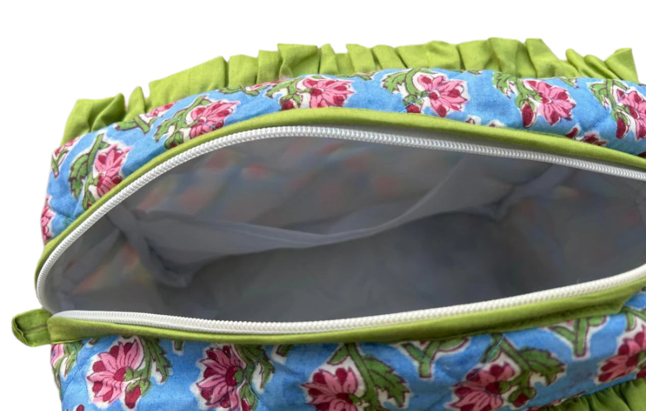Cosmetic Bag - Green Frill