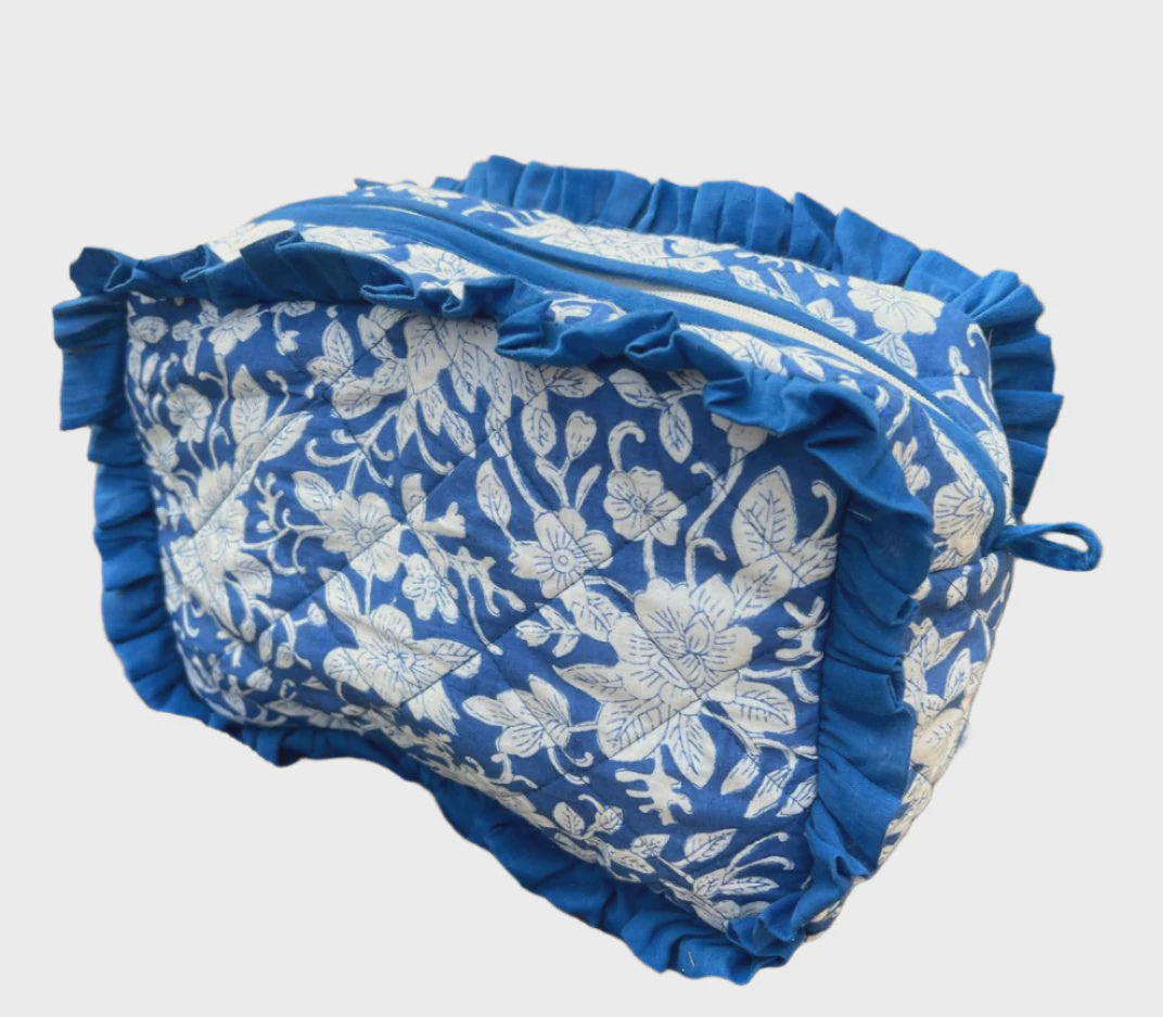 Cosmetic Bag - Blue Frill