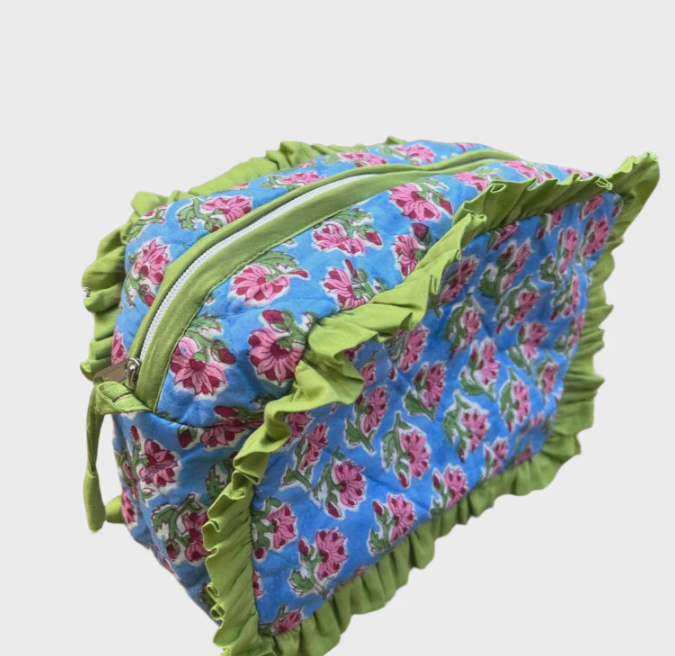 Cosmetic Bag - Green Frill