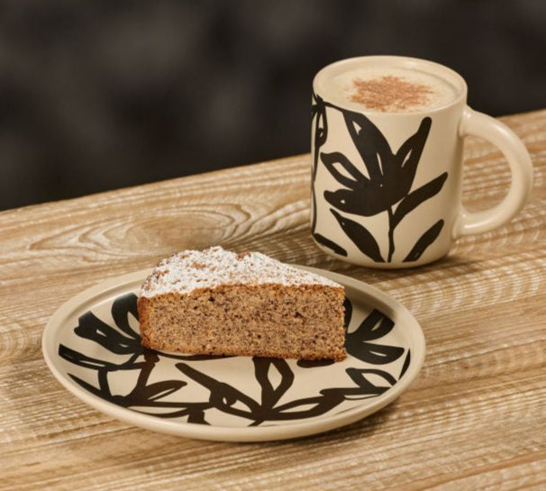 Mug & Side Plate - Oat & Black