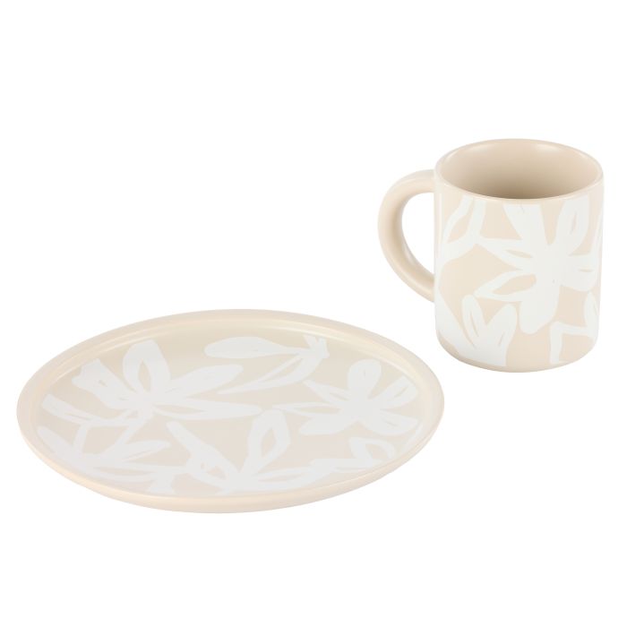 Mug & Side Plate - Oat & White