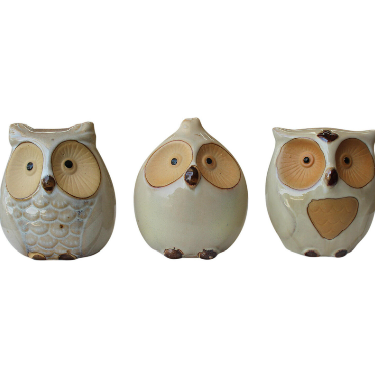 Mini Ceramic Owls - set of 3