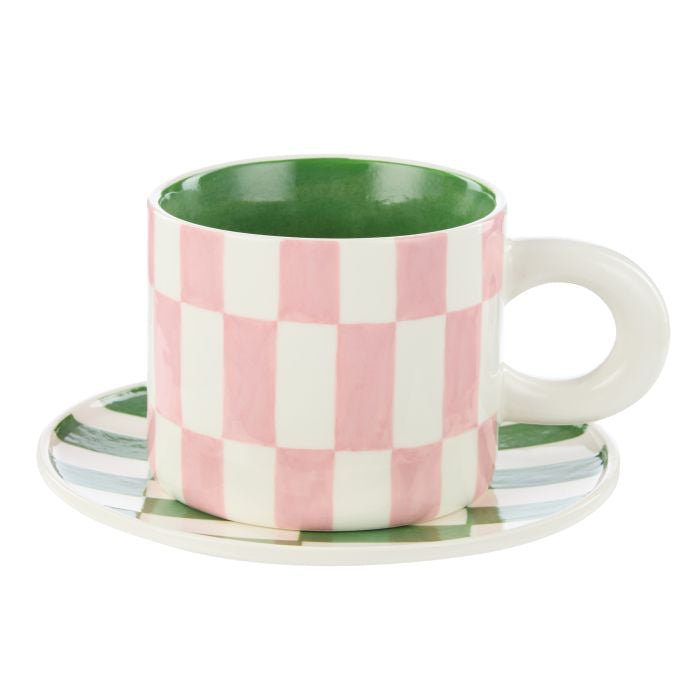 Mug & Plate Set - Pink & Green
