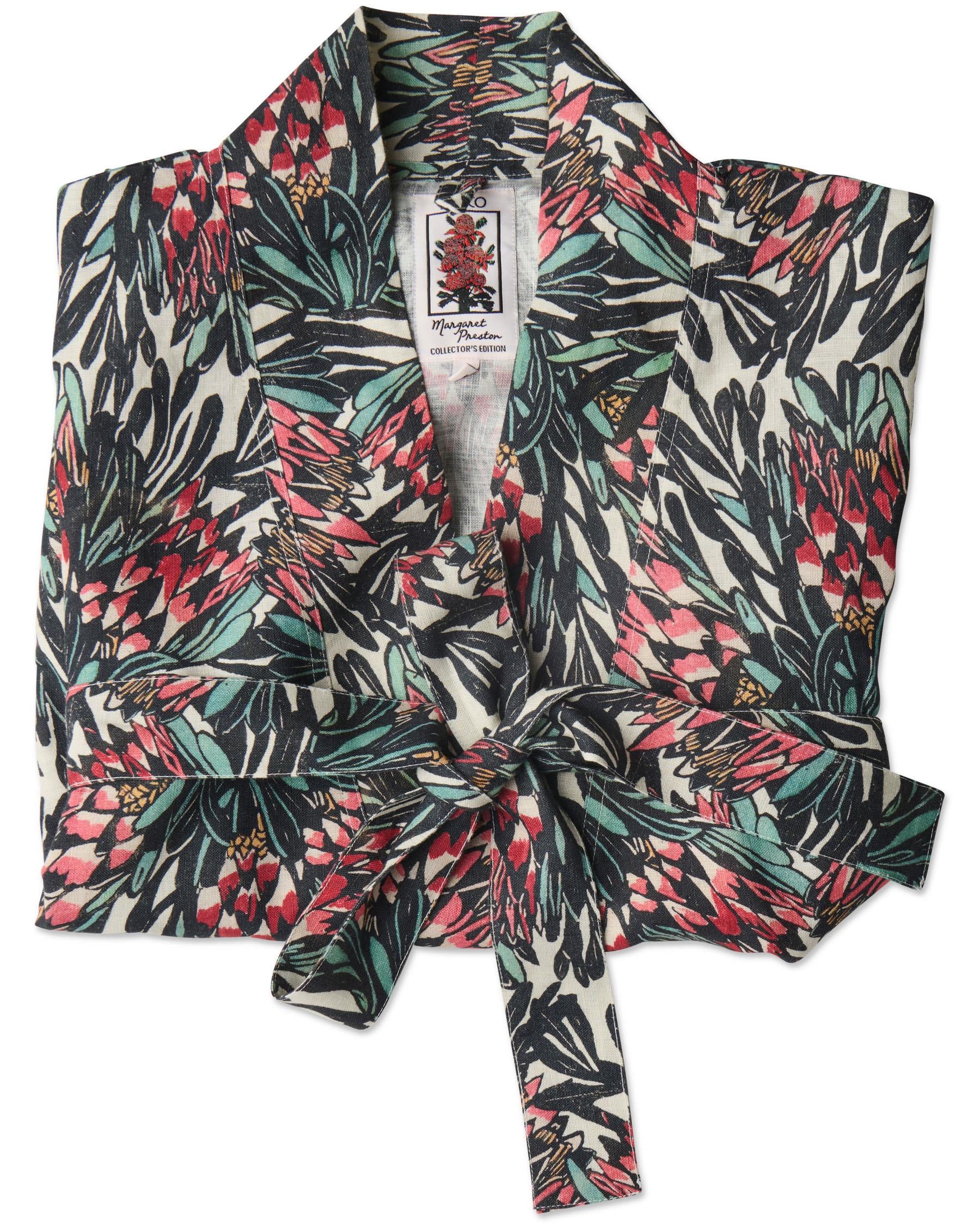 Margaret Preston Linen Robe - Protea Party