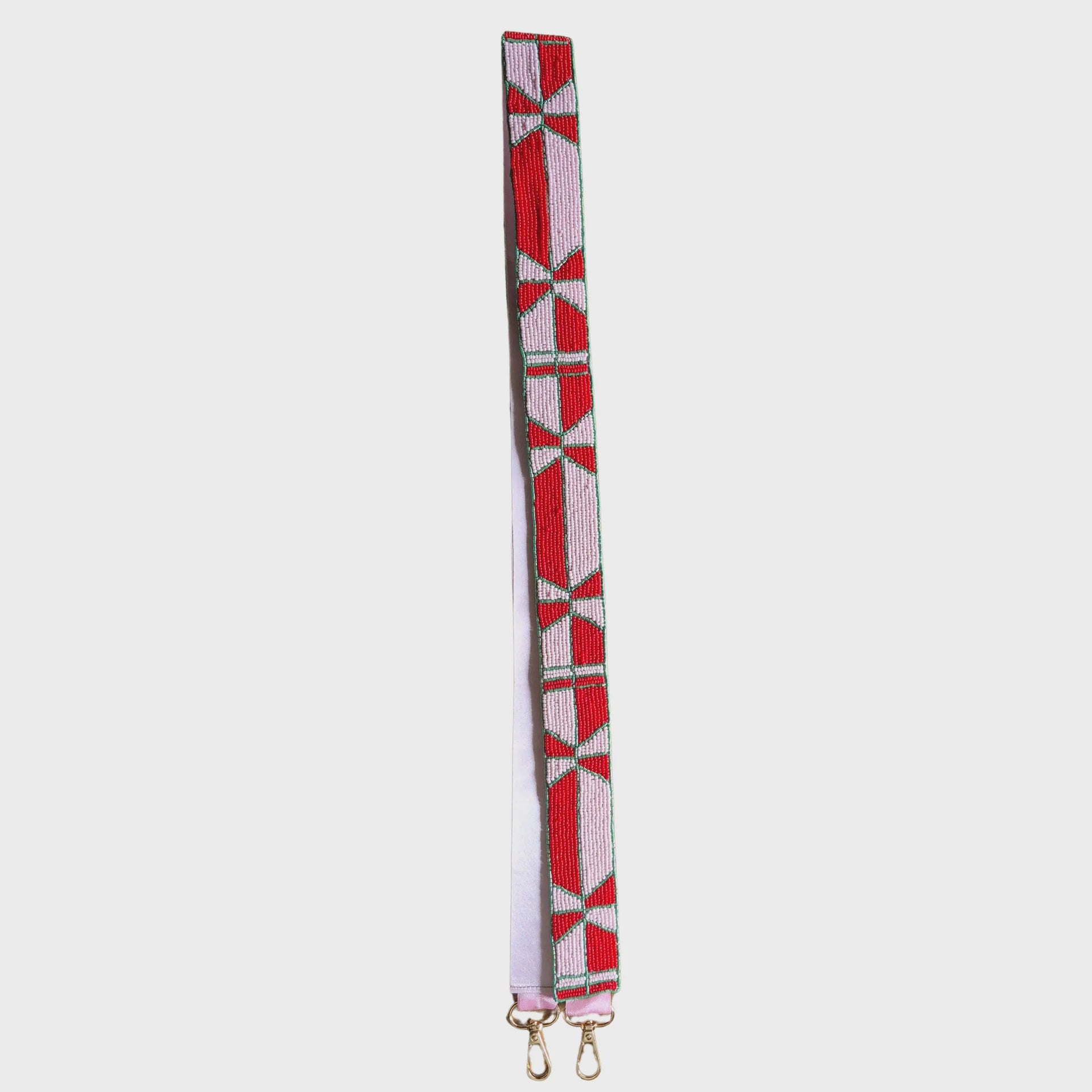 Beaded Bag Strap - Red & White