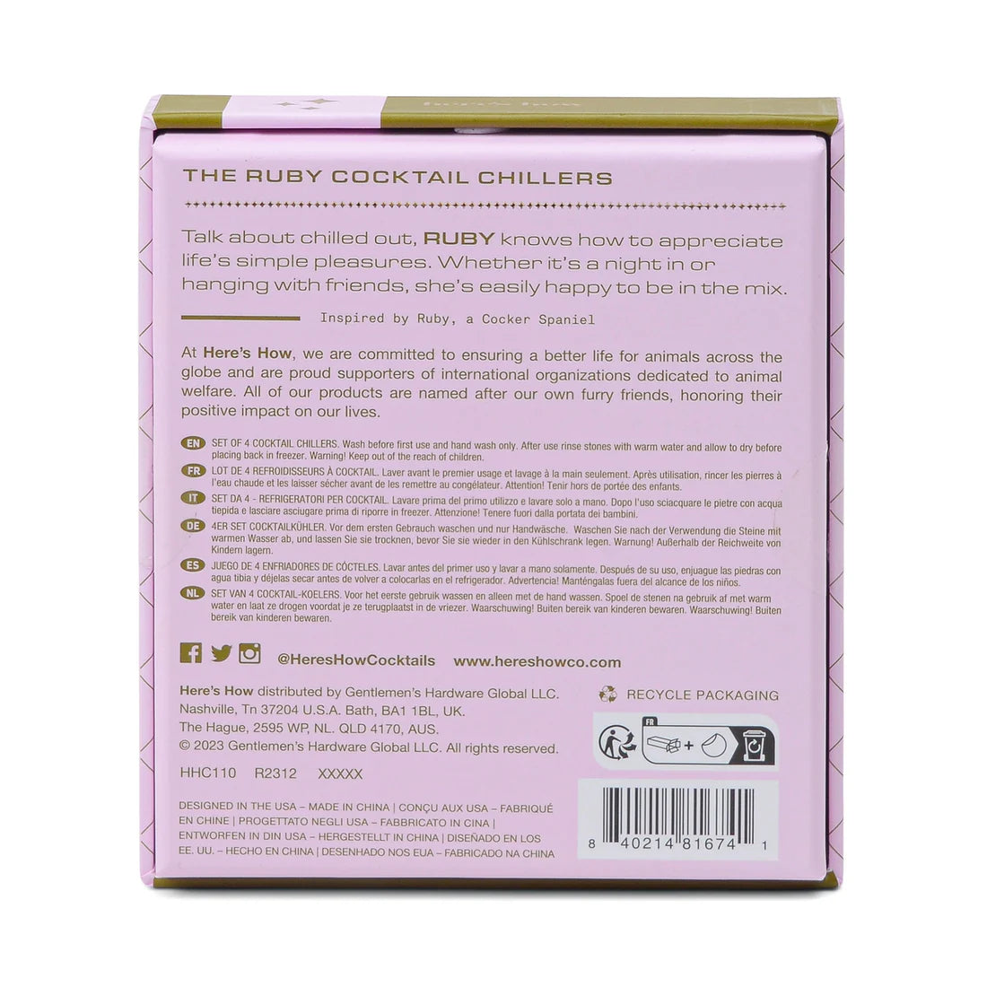 The Ruby Cocktail Chillers - Gold (Set of 4)