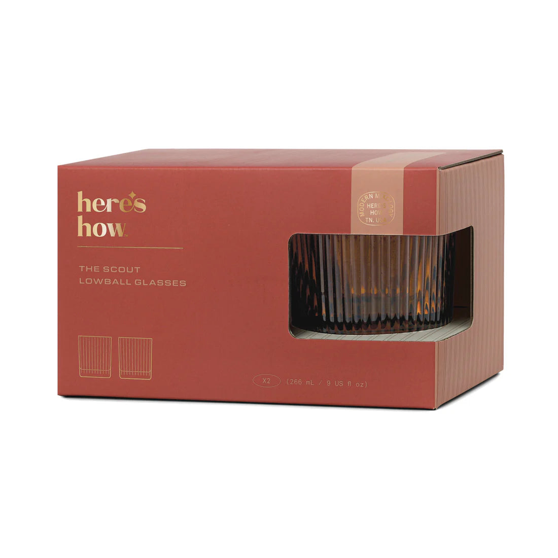 The Scout Lowball Glass - Amber (Set of 2)