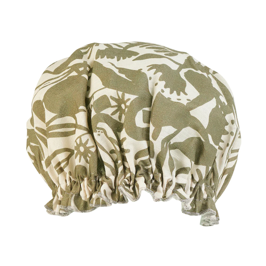 Linen Shower Cap - Abstract Gum