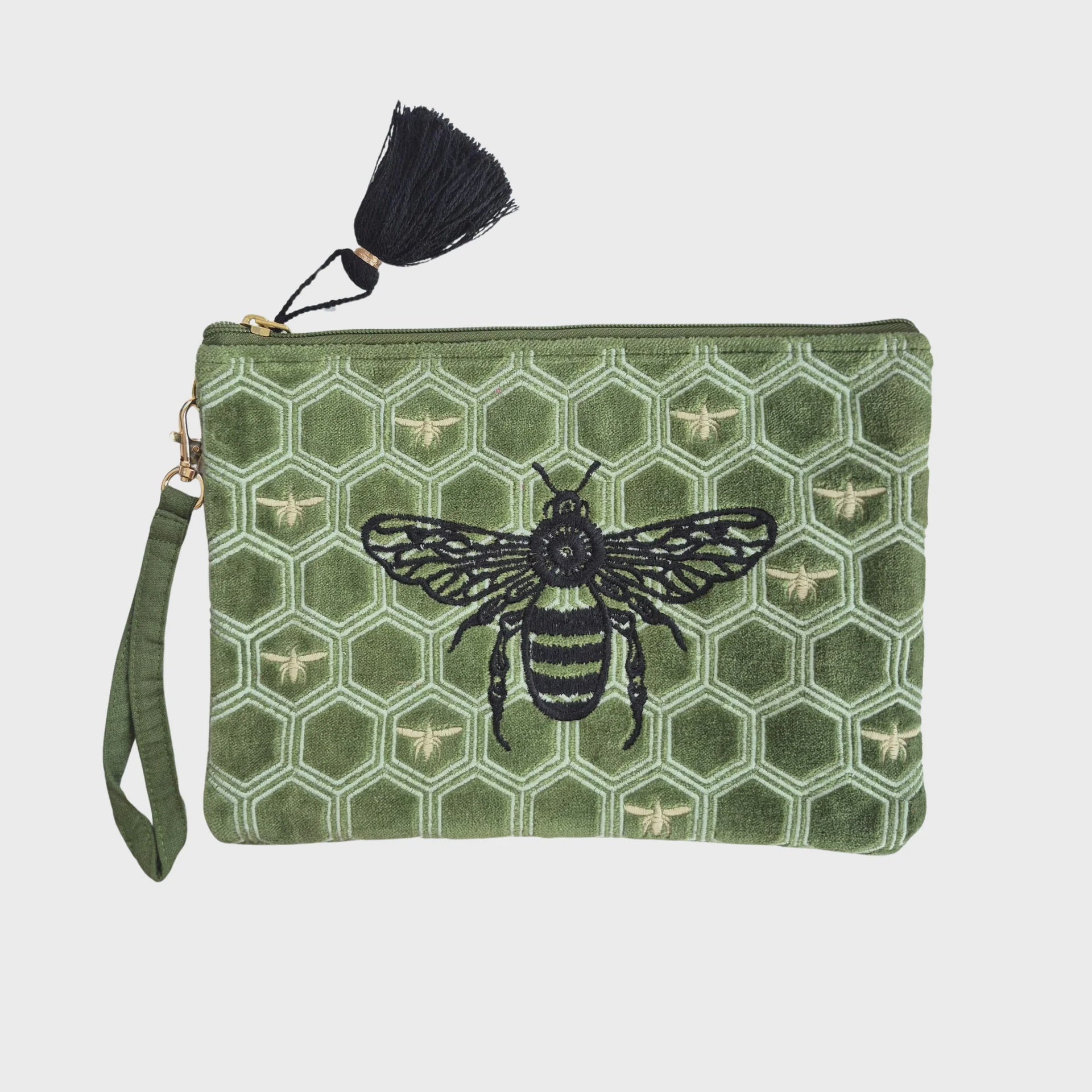 Velvet Pouch - Green Bee