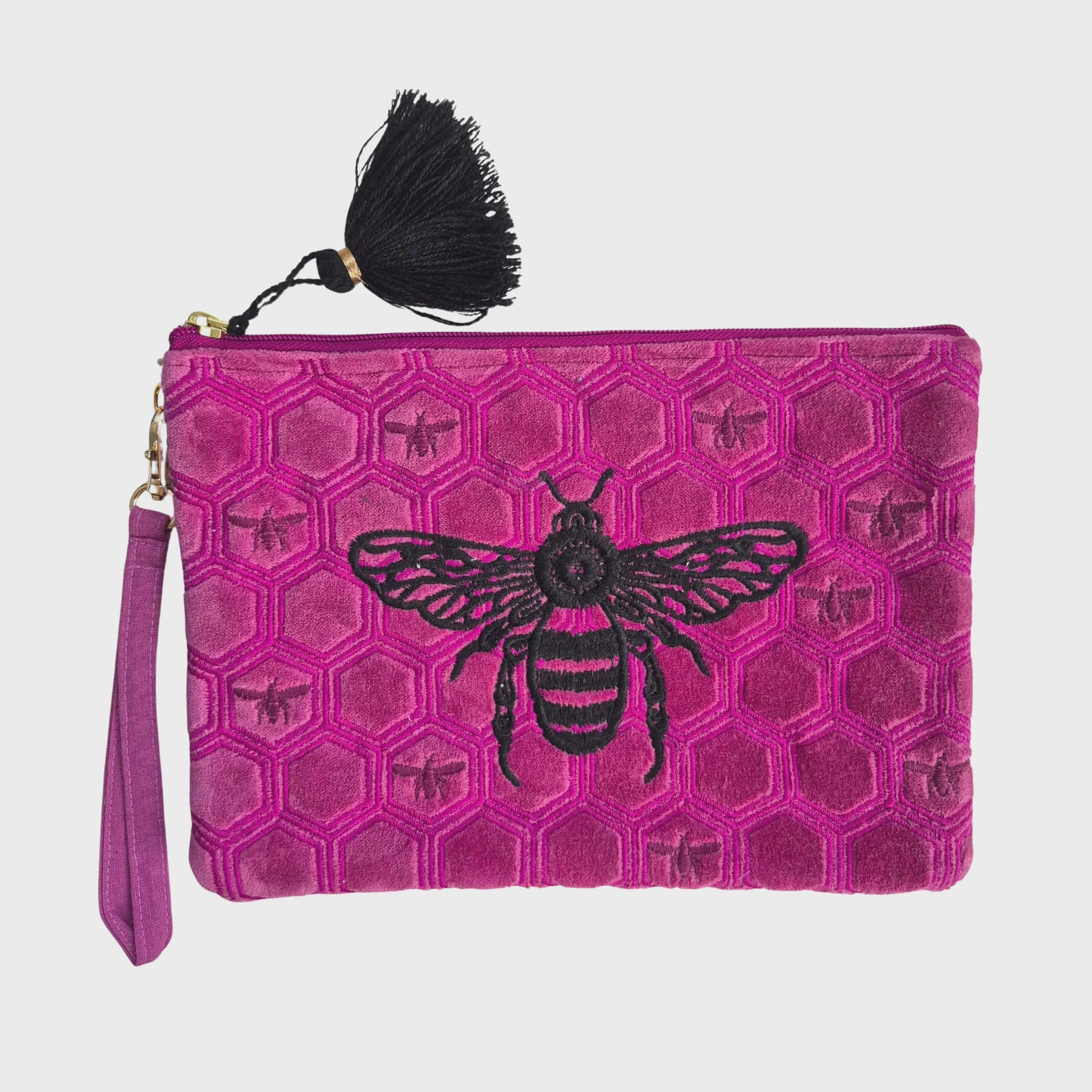 Velvet Pouch - Pink Bee