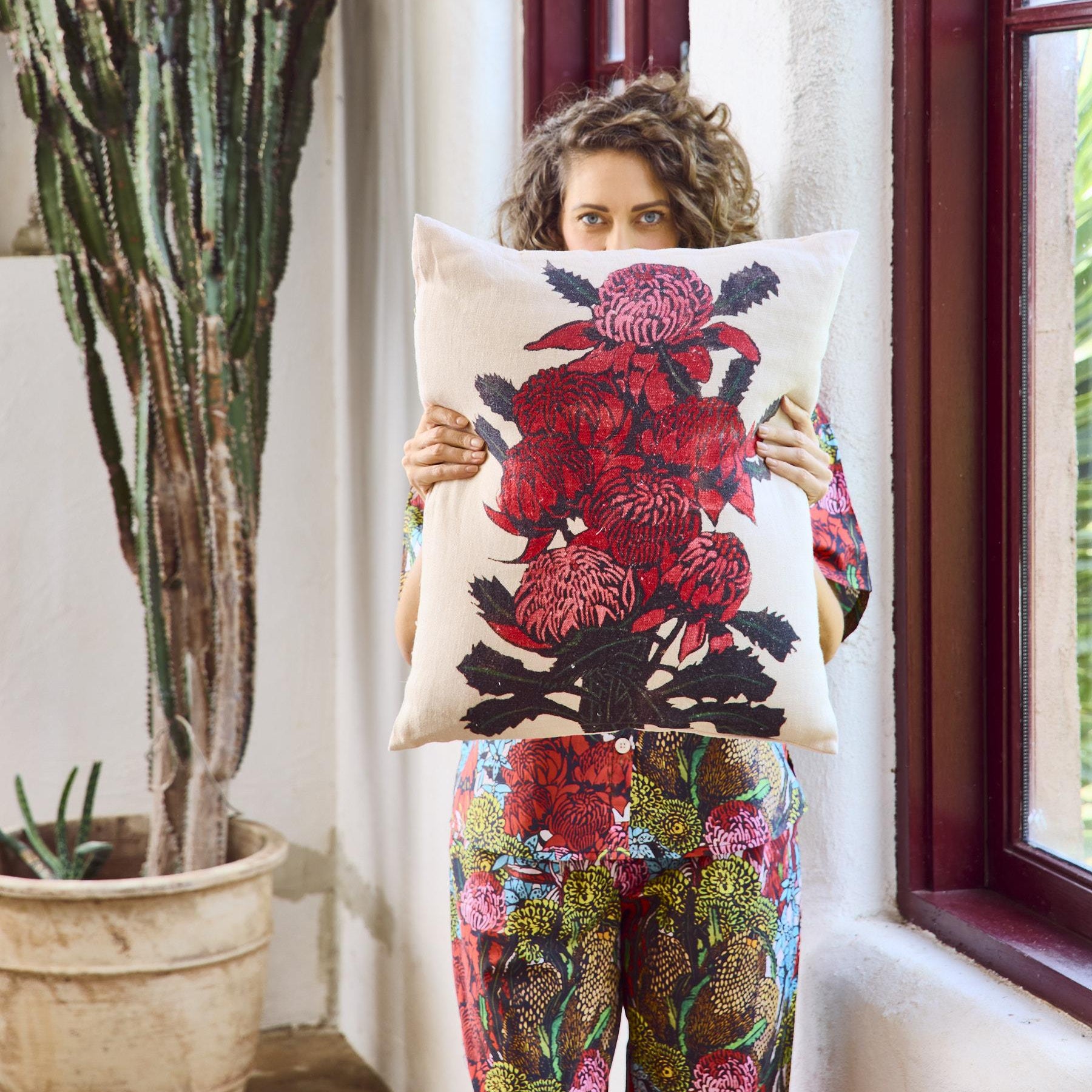 Margaret Preston Upholstery Cushion - Waratah