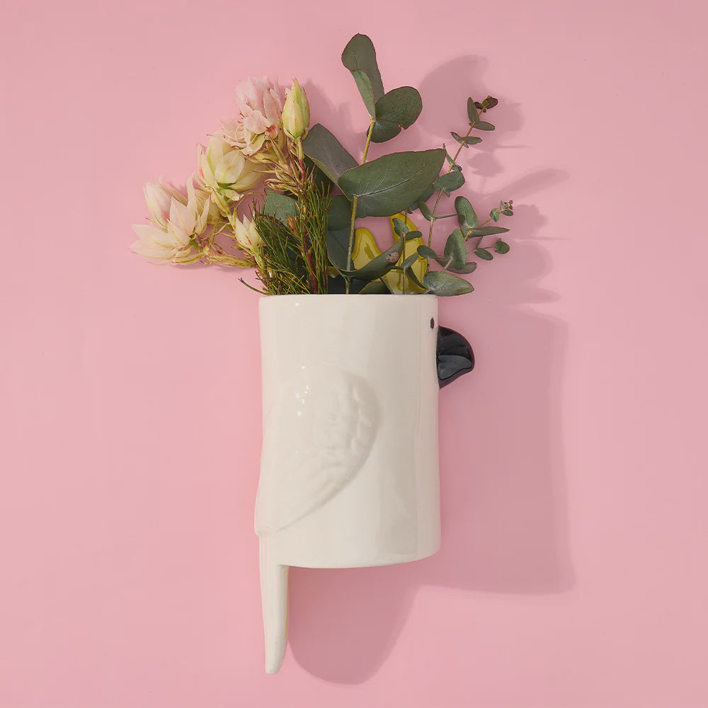 Ceramic Wall Vase - White Cockatoo