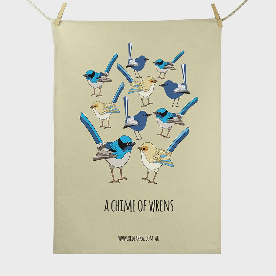 A Chime of Wrens Tea Towel