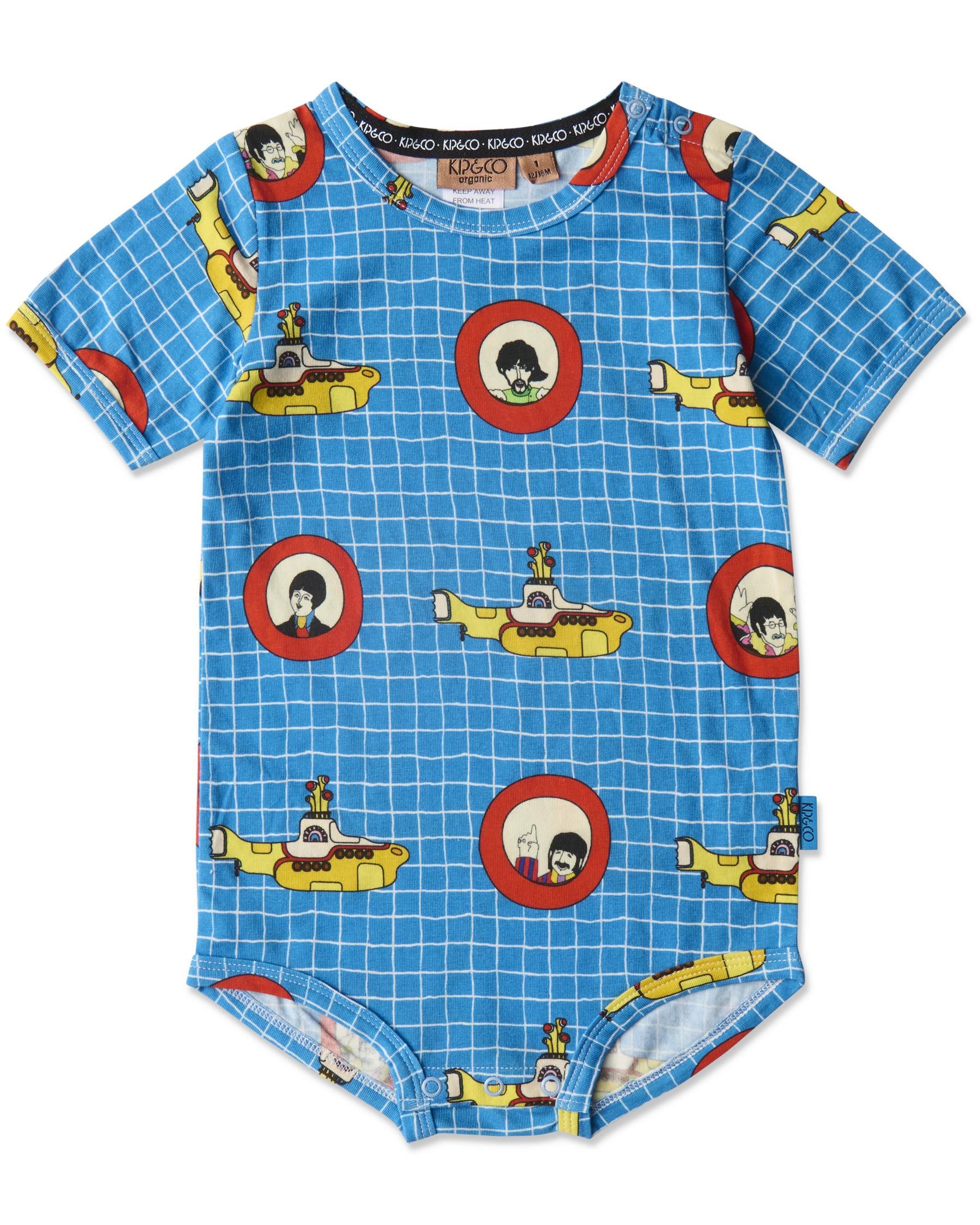 The Beatles Short Sleeve Baby Romper - Yellow Submarine