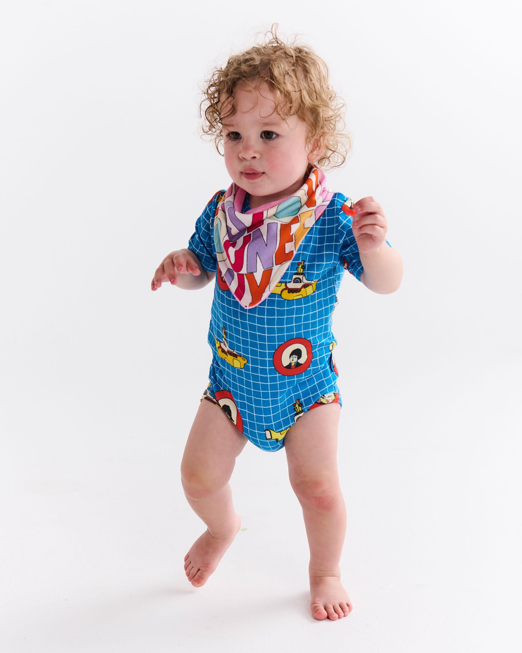 The Beatles Short Sleeve Baby Romper - Yellow Submarine