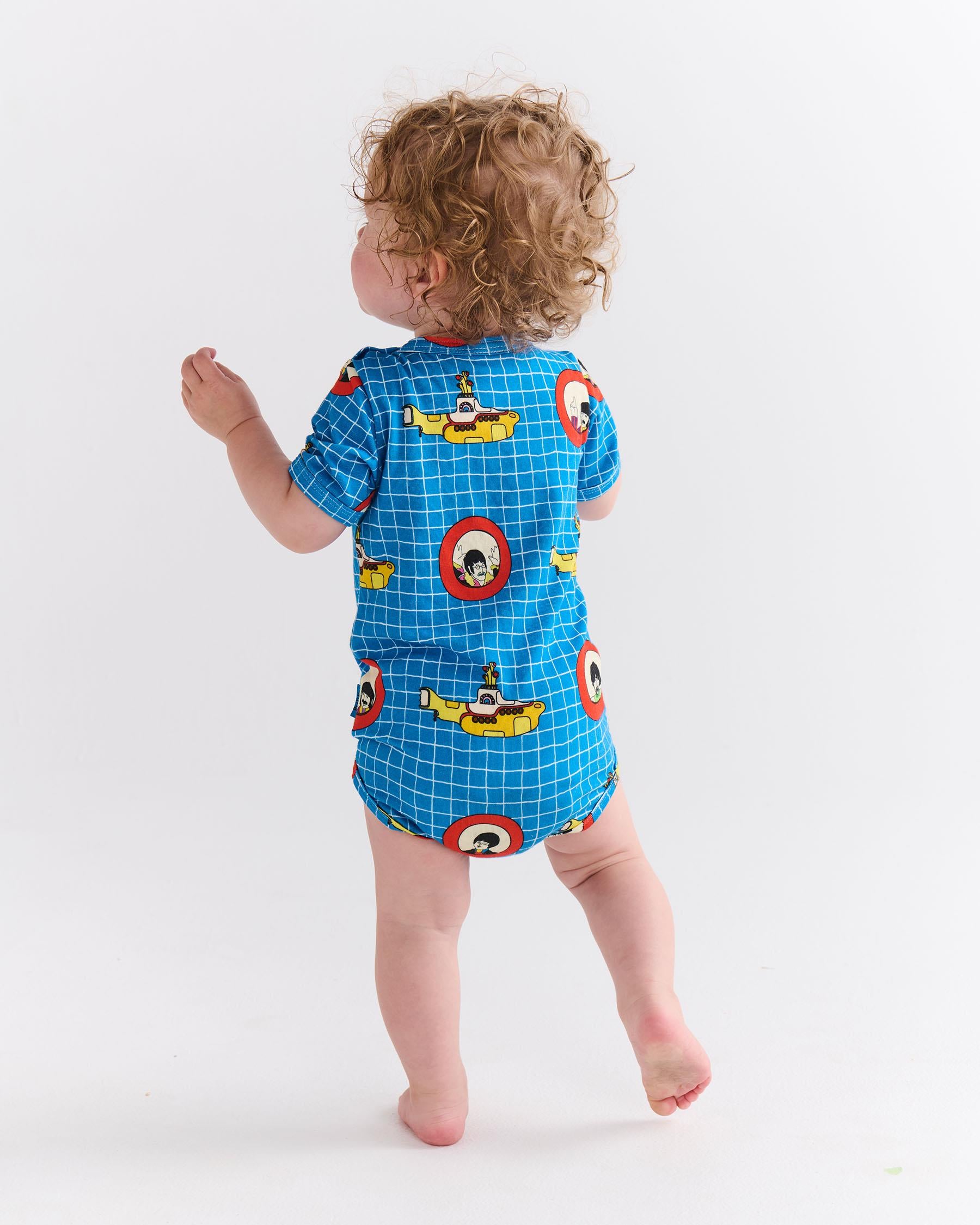 The Beatles Short Sleeve Baby Romper - Yellow Submarine