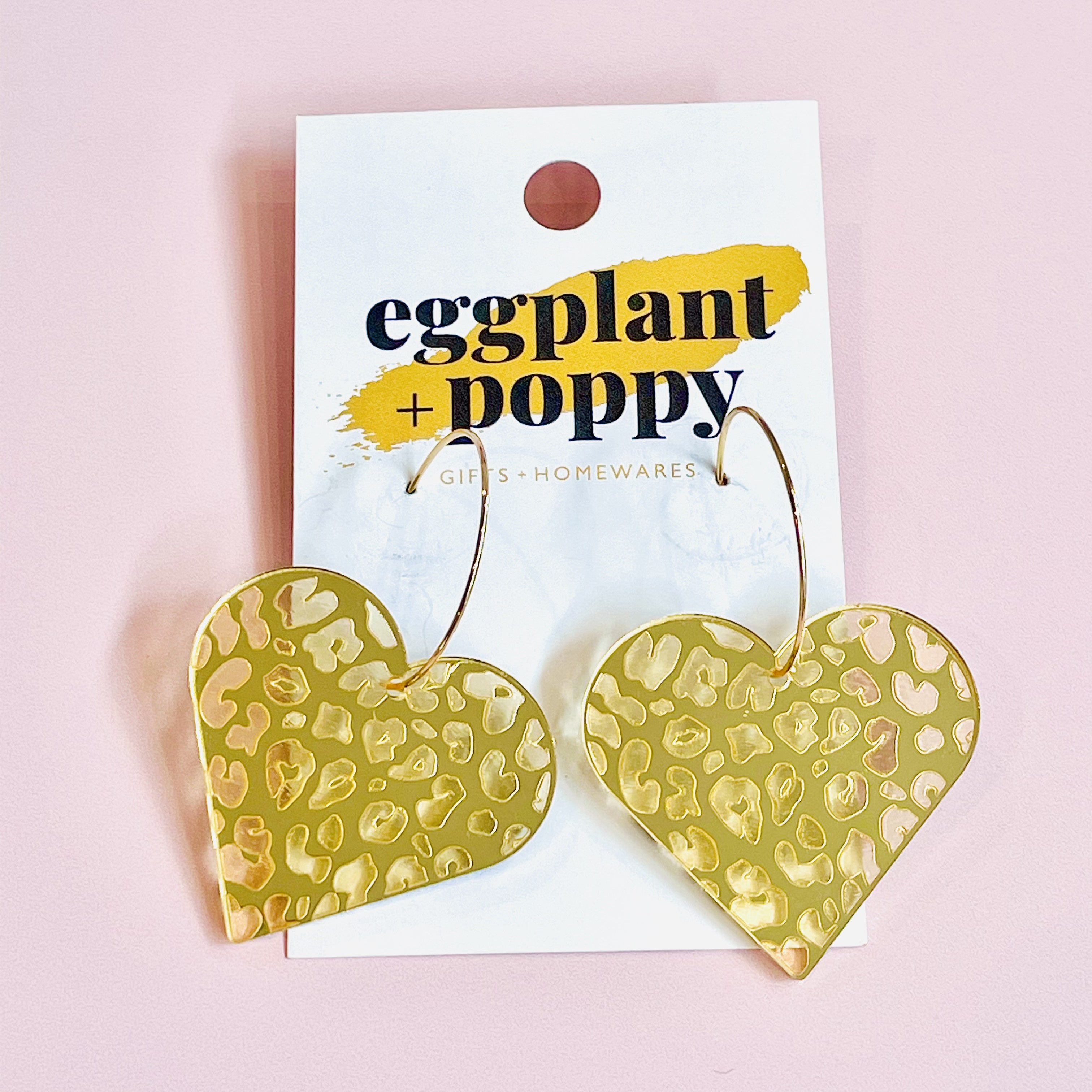 Gold Leopard Heart Earrings