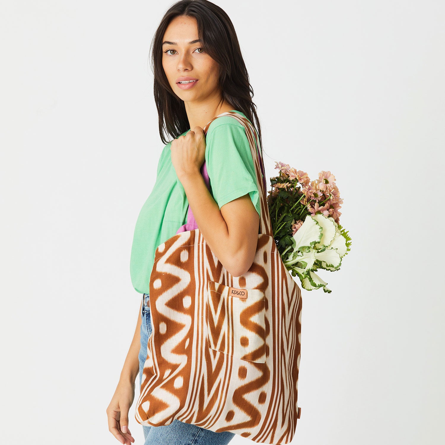 Linen Shopper Bag - Ikat & Dreams Coconut