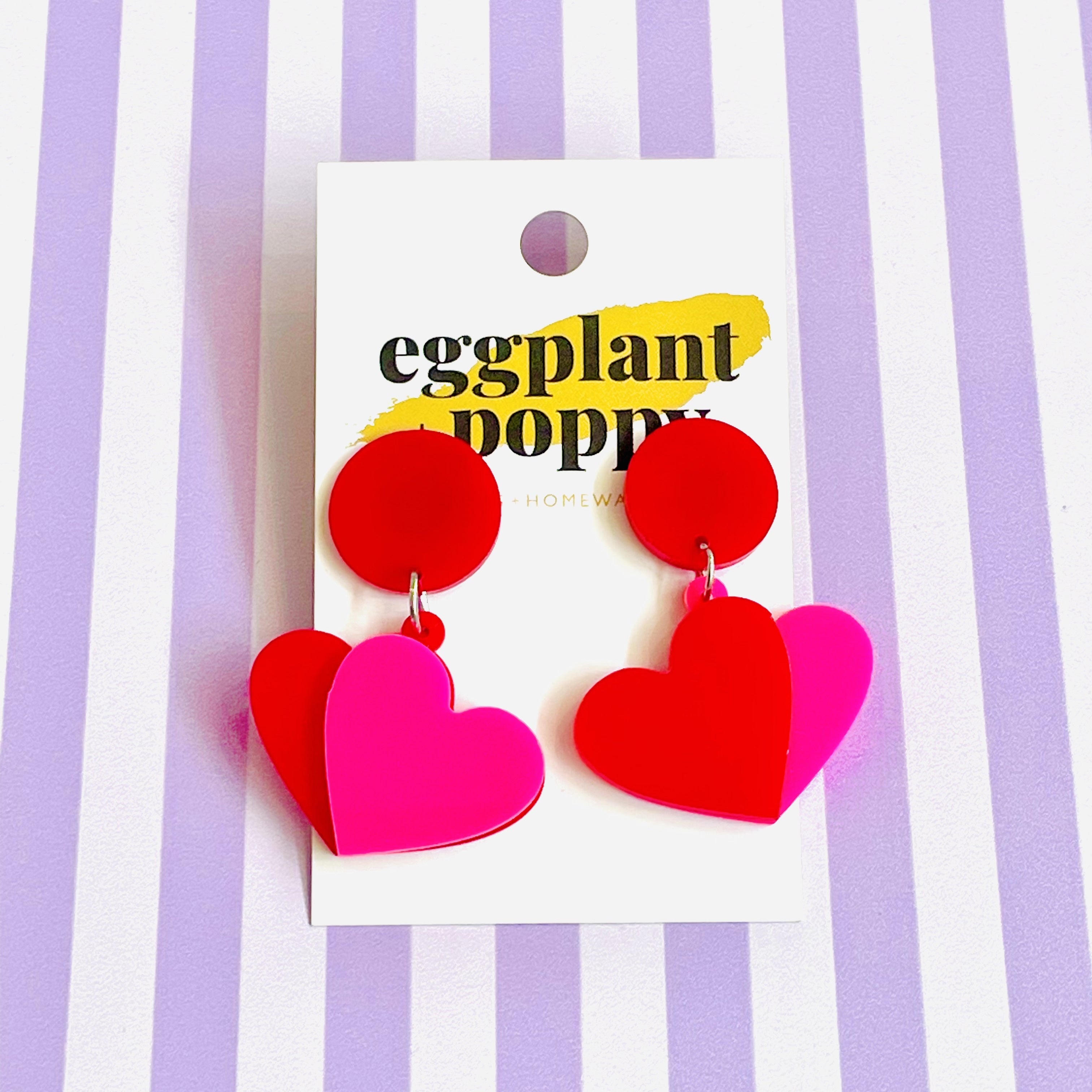 Pink & Red Heart Earrings
